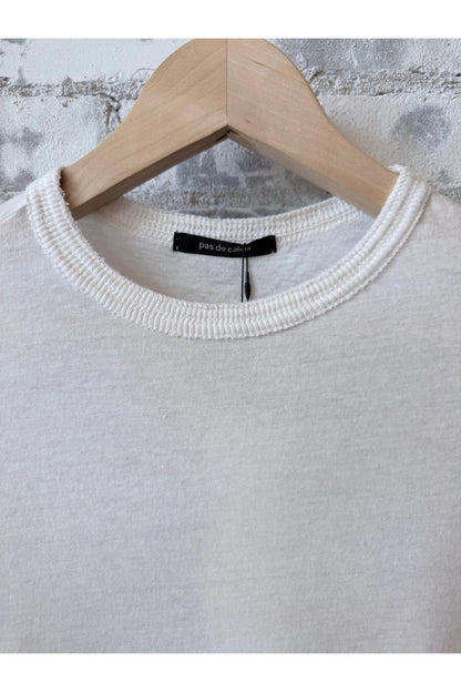 Cotton Gauze Jersey Pullover Crewneck - Ivory - DUNE + SALT