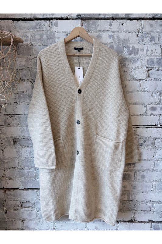 Cashmere/Wool Cardigan Coat - Ivory - DUNE + SALT