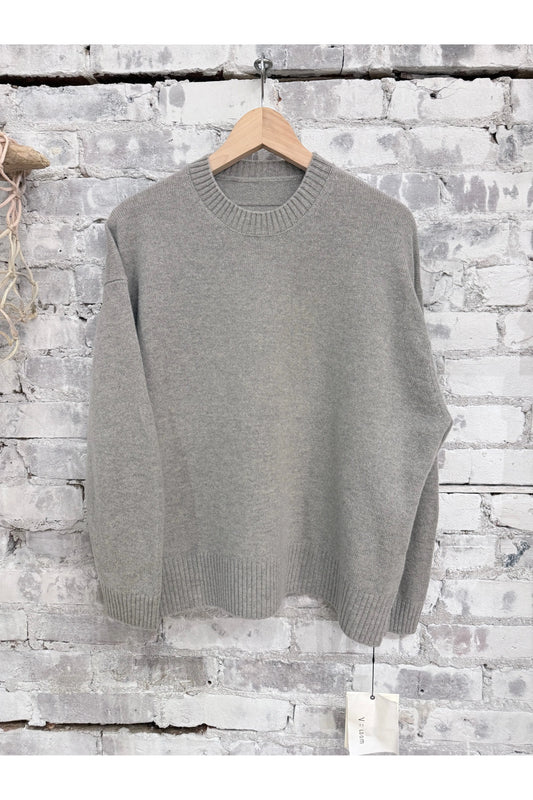 L/S Merino Jersey Knit Crew - Heather Grey - DUNE + SALT