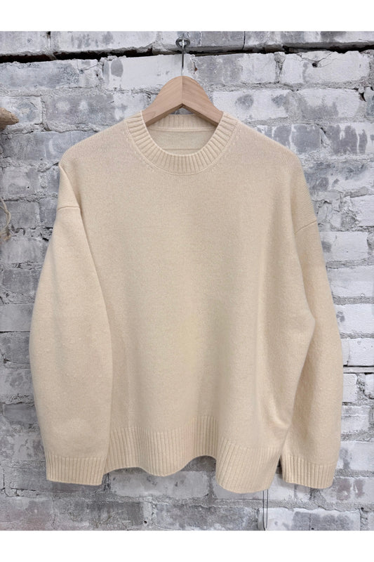 L/S Merino Jersey Knit Crew - Natural - DUNE + SALT