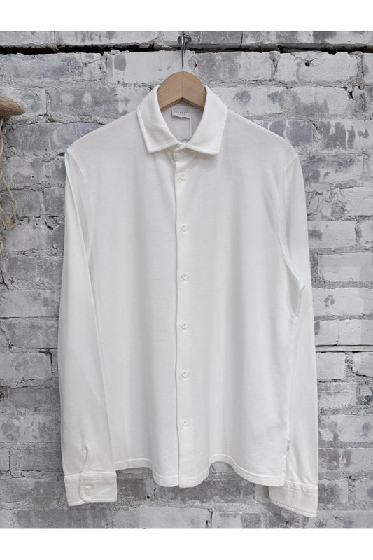 Piqué Slim Collar Shirt - White - DUNE + SALT