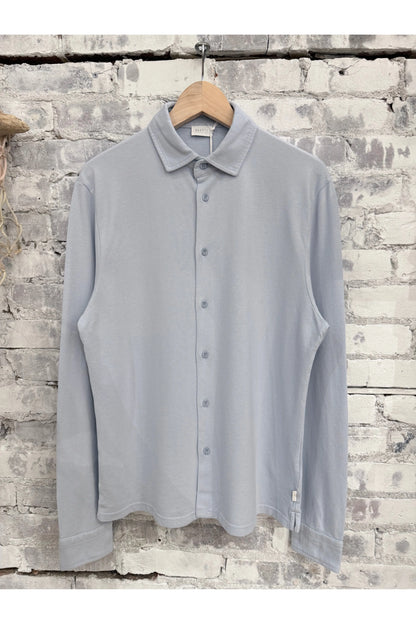 Piqué Slim Collar Shirt - Sky - DUNE + SALT