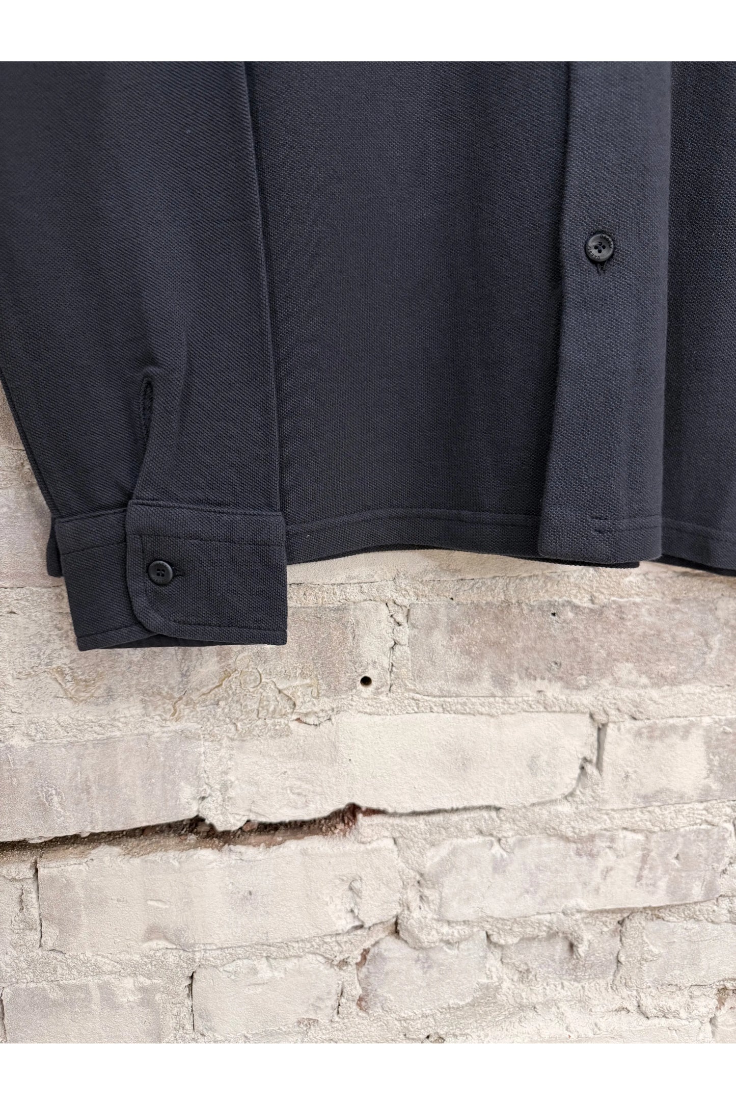 Piqué Slim Collar Shirt - Navy - DUNE + SALT