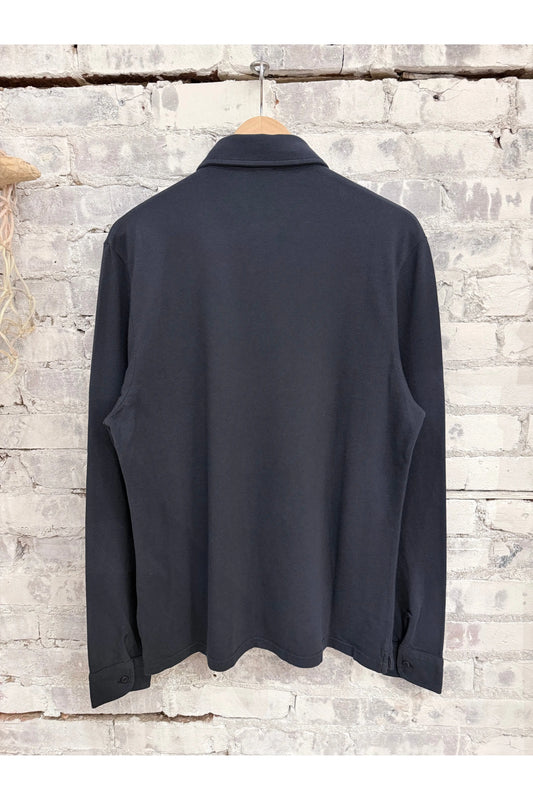 Piqué Slim Collar Shirt - Navy - DUNE + SALT