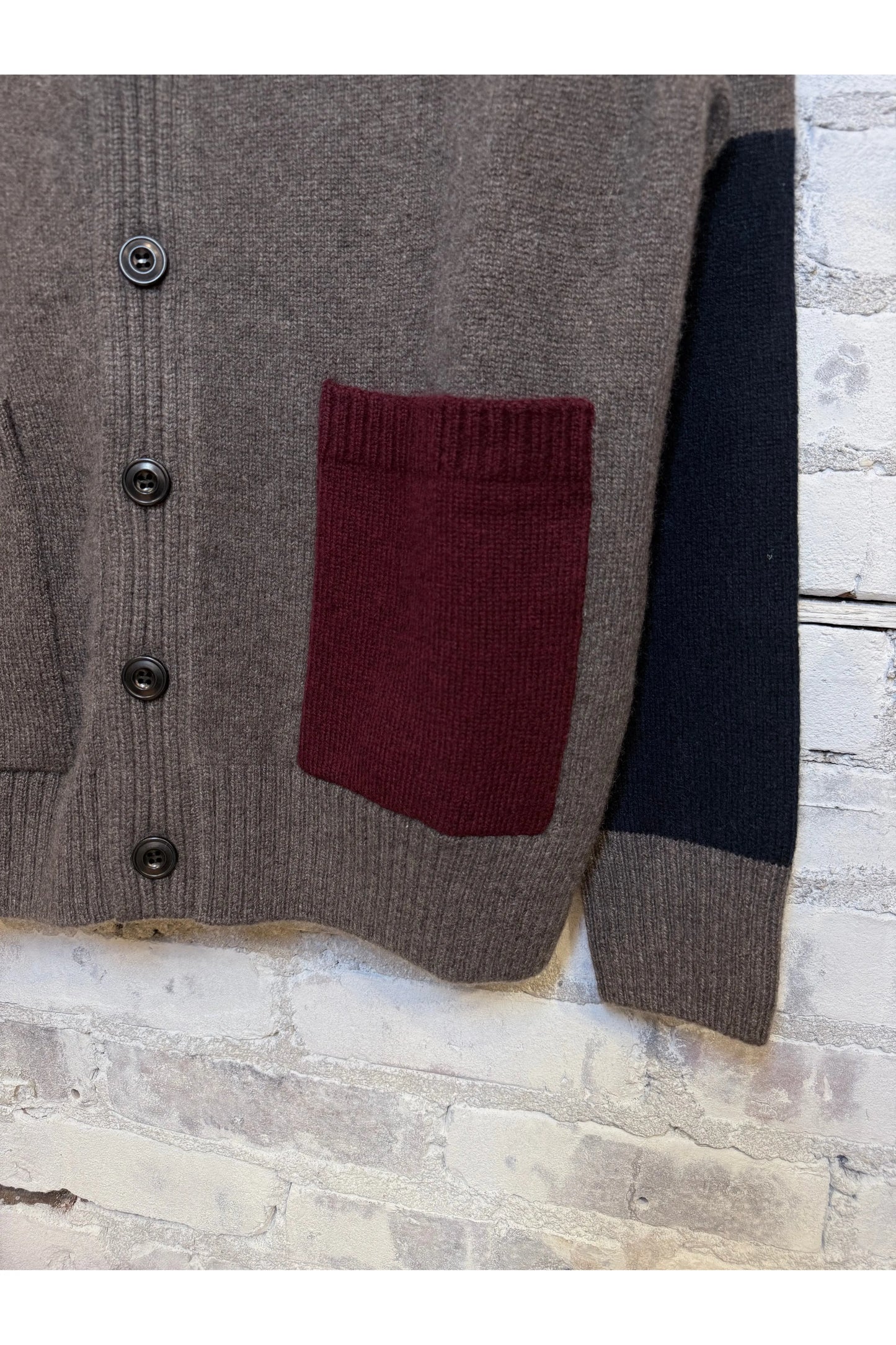 PATCH/POCKET CASHMERE LUX CARDIGAN - Fawn Mix - DUNE + SALT