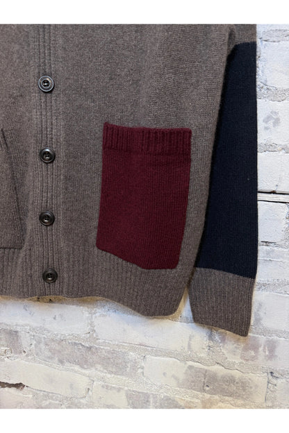PATCH/POCKET CASHMERE LUX CARDIGAN - Fawn Mix - DUNE + SALT