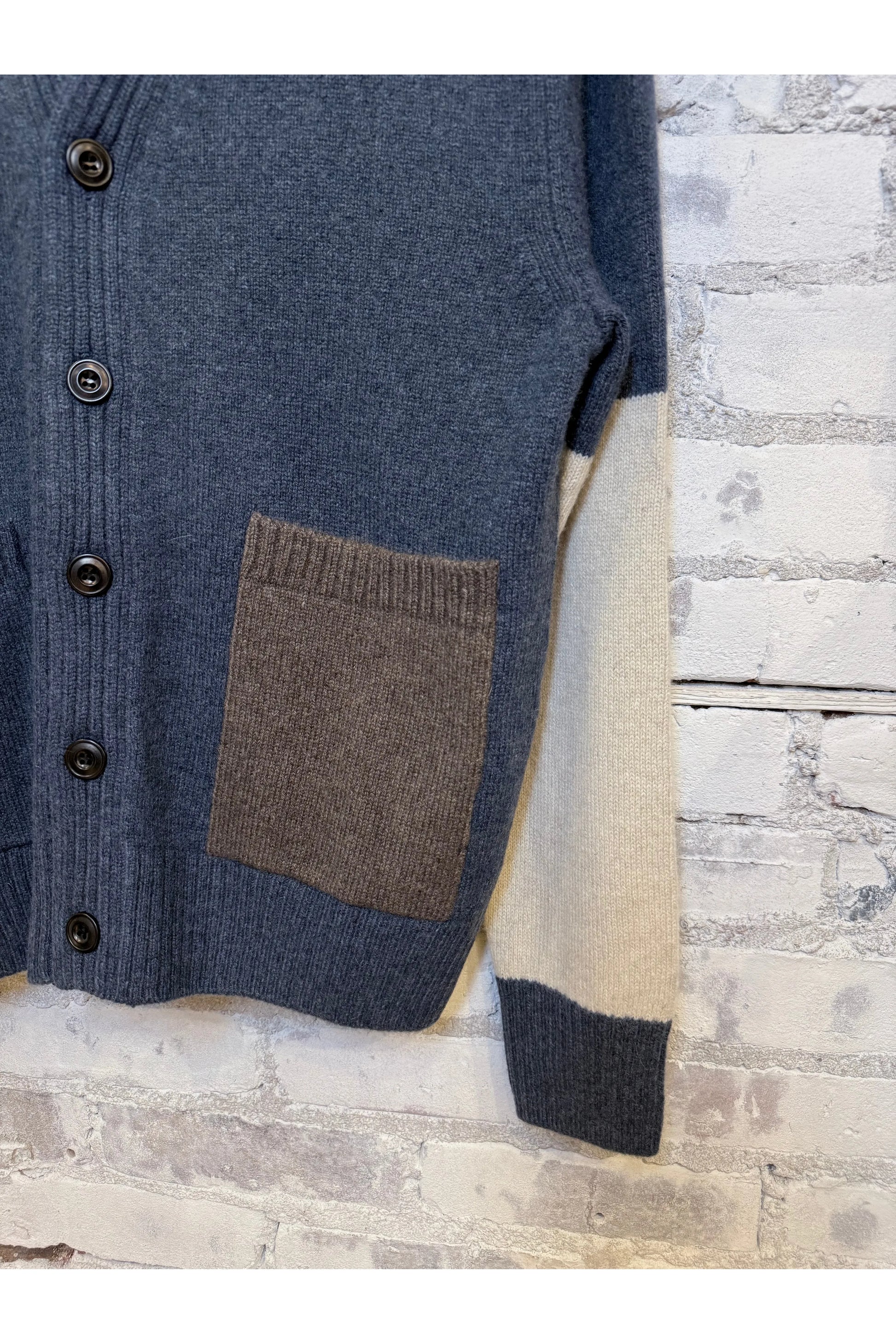 PATCH/POCKET CASHMERE LUX CARDIGAN - MineralBlue Mix - DUNE + SALT