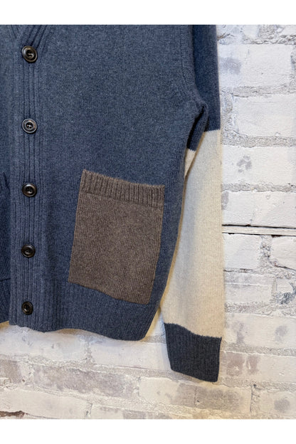 PATCH/POCKET CASHMERE LUX CARDIGAN - MineralBlue Mix - DUNE + SALT
