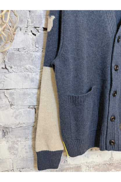 PATCH/POCKET CASHMERE LUX CARDIGAN - MineralBlue Mix - DUNE + SALT