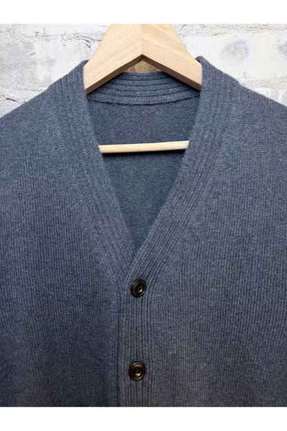 PATCH/POCKET CASHMERE LUX CARDIGAN - MineralBlue Mix - DUNE + SALT