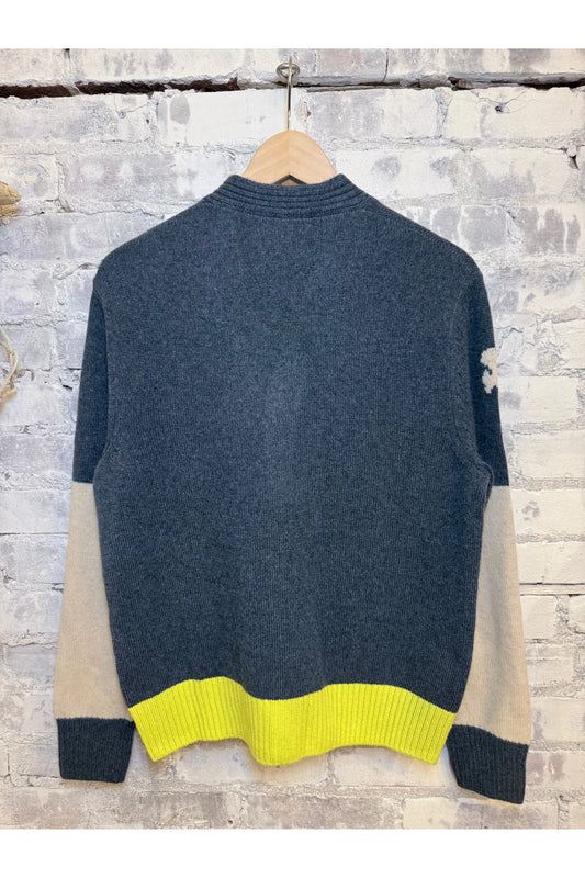 PATCH/POCKET CASHMERE LUX CARDIGAN - MineralBlue Mix - DUNE + SALT