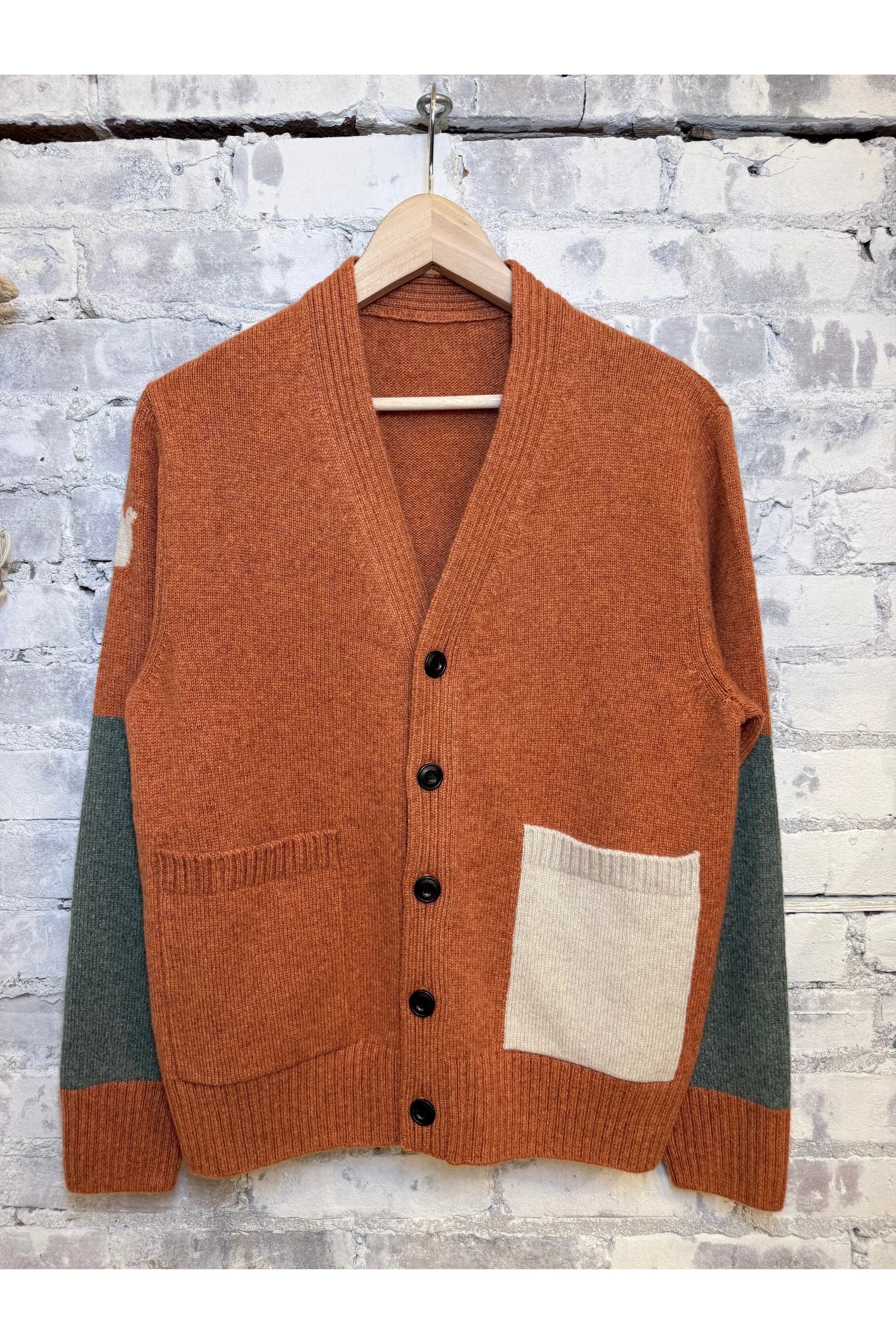 PATCH/POCKET CASHMERE LUX CARDIGAN - Burn Orange Mix - DUNE + SALT
