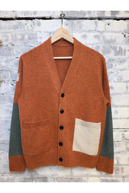 PATCH/POCKET CASHMERE LUX CARDIGAN - Burn Orange Mix - DUNE + SALT