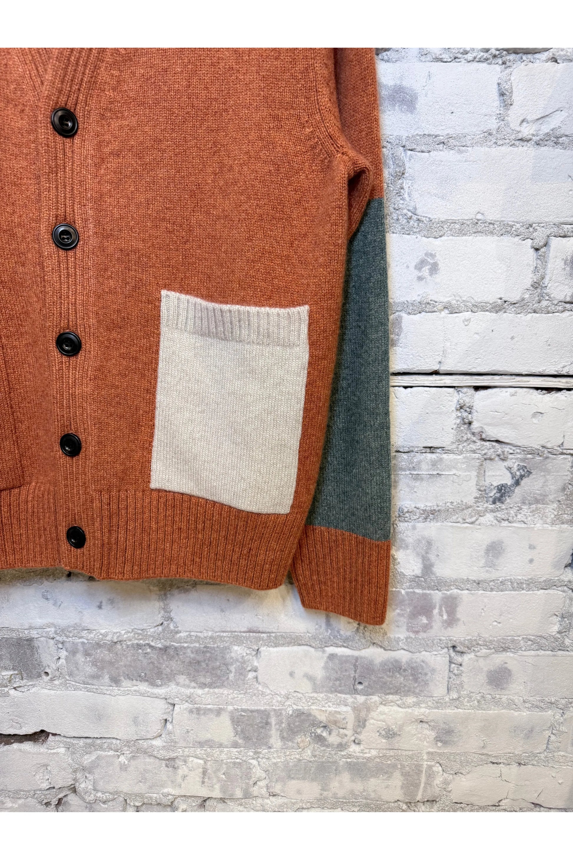 PATCH/POCKET CASHMERE LUX CARDIGAN - Burn Orange Mix - DUNE + SALT