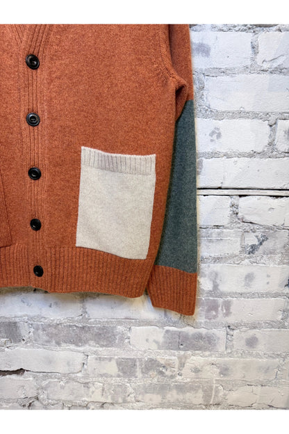 PATCH/POCKET CASHMERE LUX CARDIGAN - Burn Orange Mix - DUNE + SALT