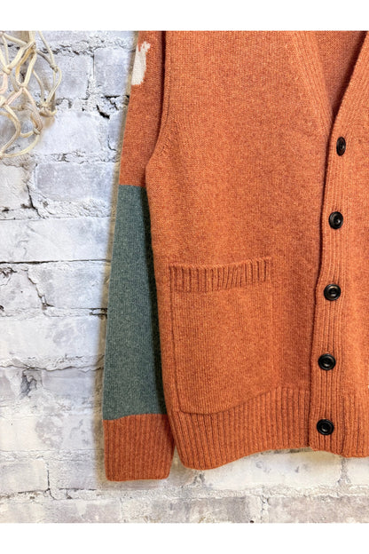 PATCH/POCKET CASHMERE LUX CARDIGAN - Burn Orange Mix - DUNE + SALT