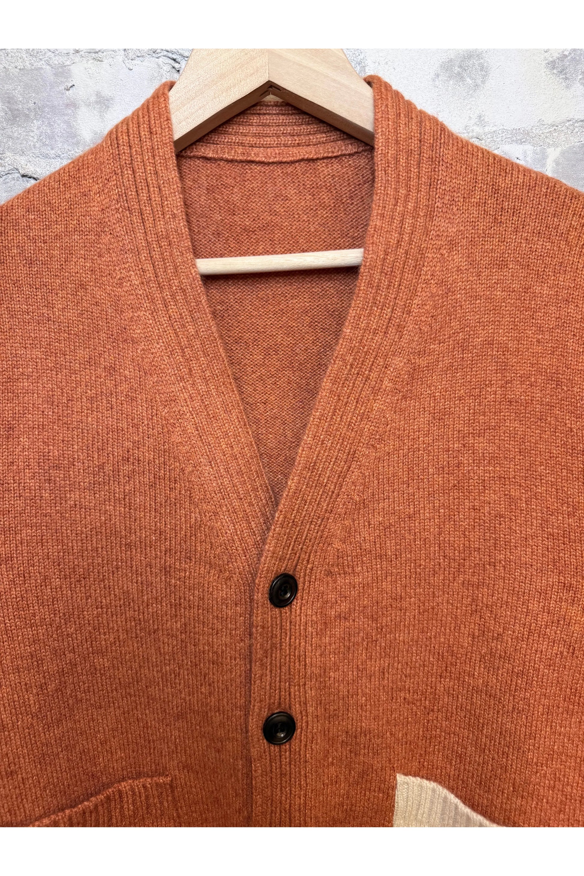 PATCH/POCKET CASHMERE LUX CARDIGAN - Burn Orange Mix - DUNE + SALT