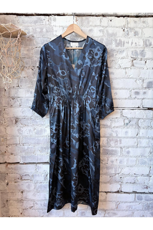 Saltaire Silk Dress - Navy Floral