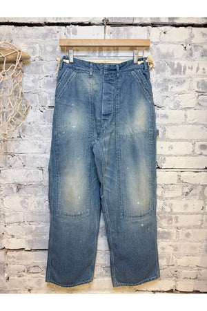 Denim Side Open Painter Pants - Used Wash