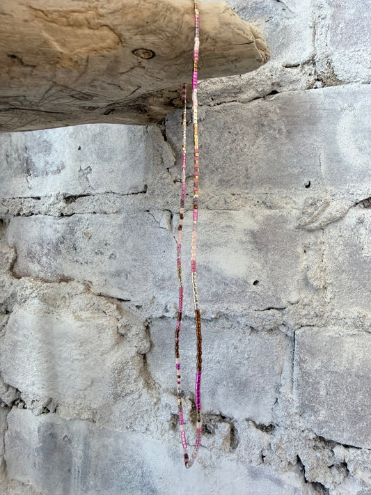 JRN1 Purple Glass Beaded Adjustable Necklace