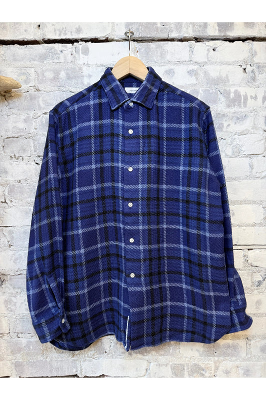 Heavy Flannel Shirt - Navy/Cobalt Plaid