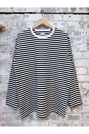 COOLMAX Stripe Jersey L/S Tee - Navy/White