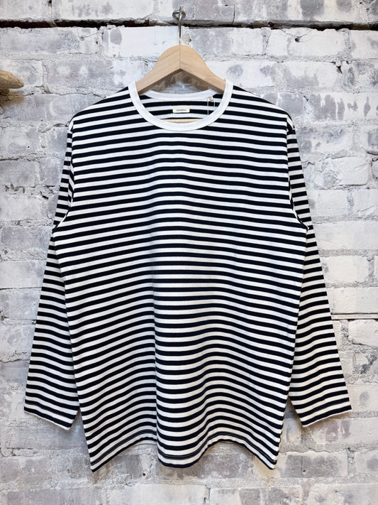COOLMAX Stripe Jersey L/S Tee - Navy/White