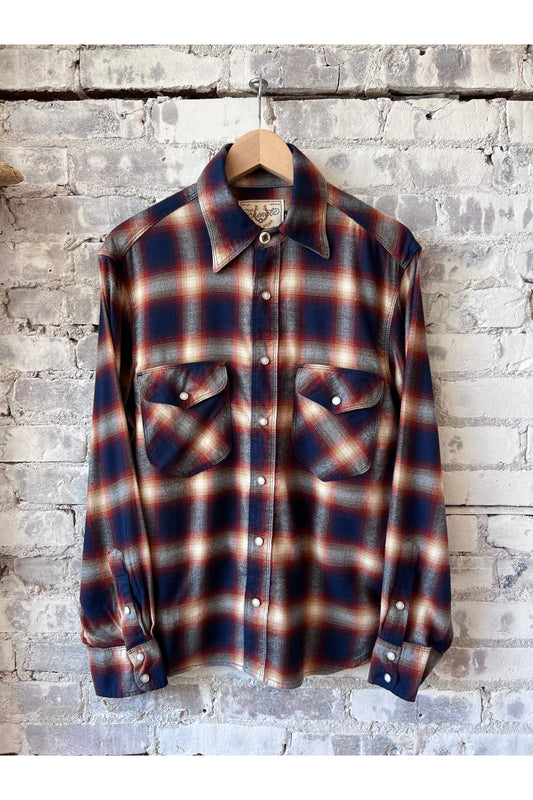 Bodie Acorn Pocket Western Shirt - Navy Plaid - DUNE + SALT