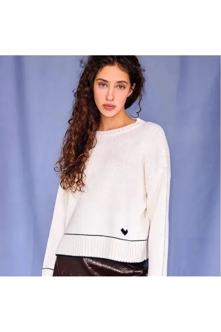 Laura Charm Sweater - Ivory/Navy - DUNE + SALT