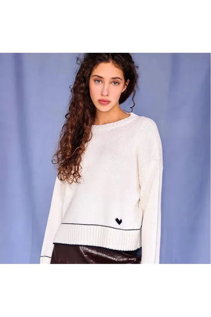Laura Charm Sweater - Ivory/Navy - DUNE + SALT