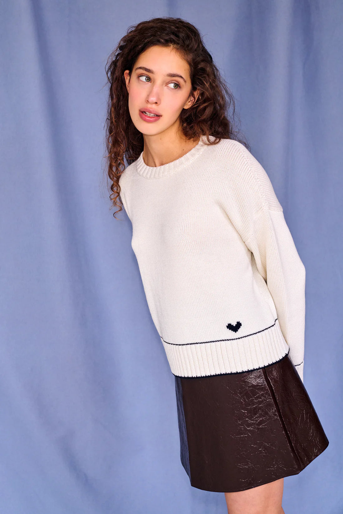 Laura Charm Sweater - Ivory/Navy - DUNE + SALT
