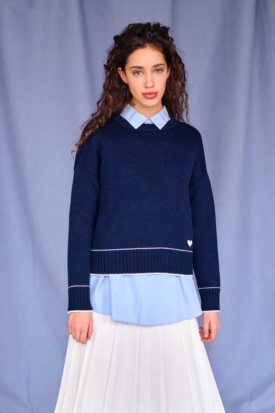 Laura Charm Sweater - Navy/Ivory - DUNE + SALT