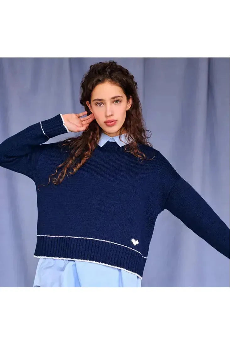 Laura Charm Sweater - Navy/Ivory - DUNE + SALT