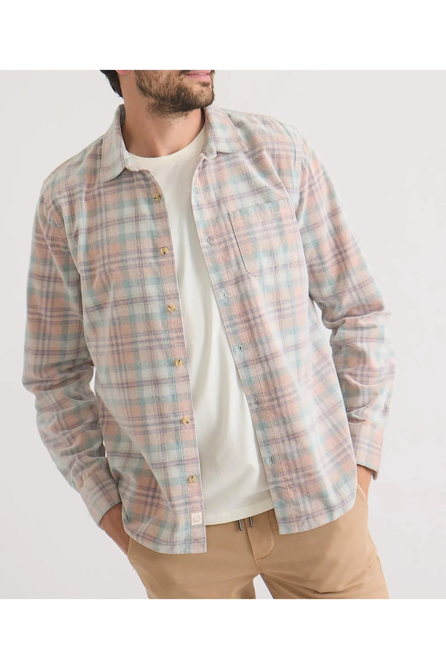 Lightweight Plaid Corduroy Shirt - Cork Plaid Multi - DUNE + SALT