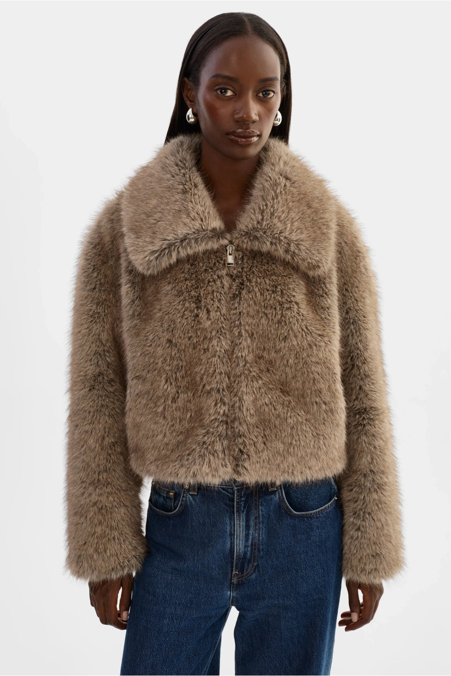 Nova Faux Fur Coat - Wolf