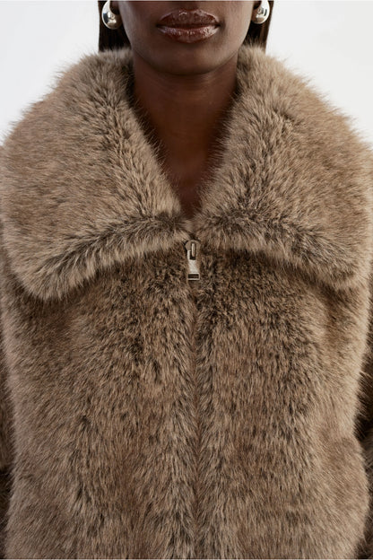 Nova Faux Fur Coat - Wolf