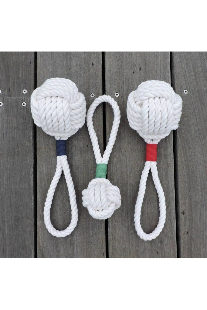 Large Monkey Fist Rope Dog Toy - Navy/Orange - DUNE + SALT