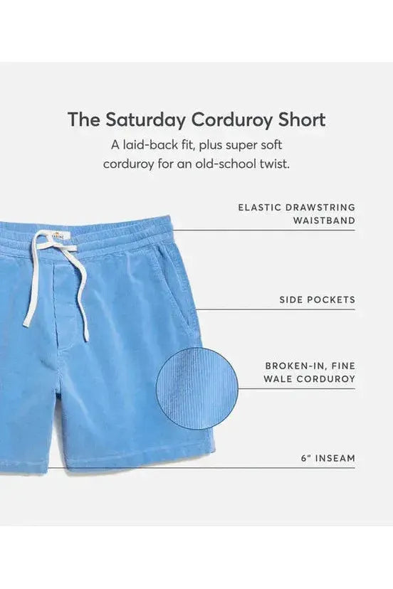 6" Saturday Corduroy Short - Marina - DUNE + SALT