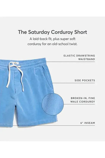 6" Saturday Corduroy Short - Marina - DUNE + SALT