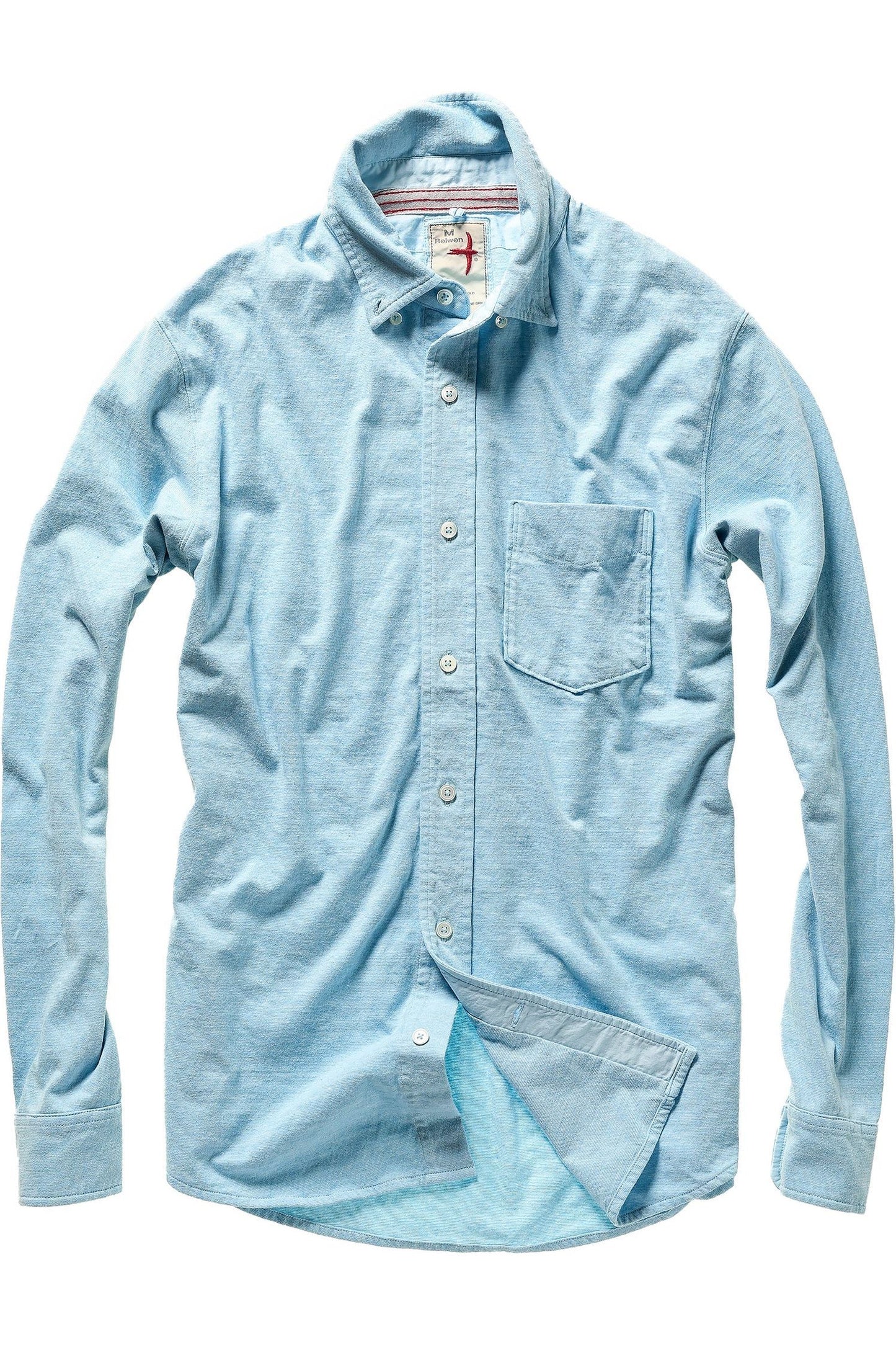 Fineline Knit Buttondown - Light Blue/White - DUNE + SALT