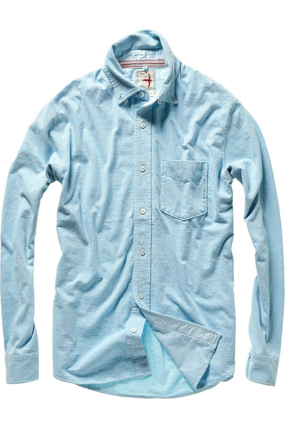 Fineline Knit Buttondown - Light Blue/White - DUNE + SALT