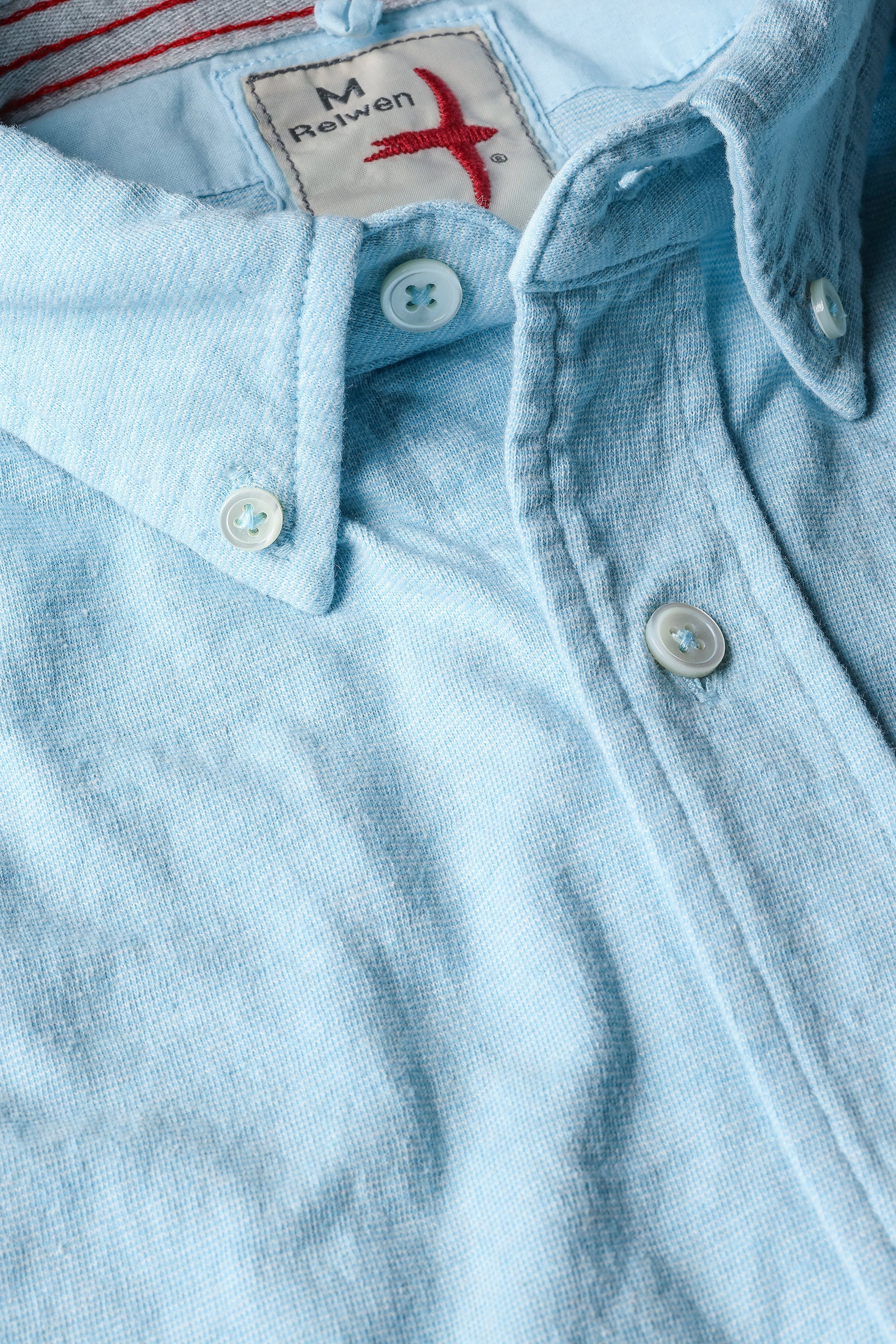 Fineline Knit Buttondown - Light Blue/White - DUNE + SALT