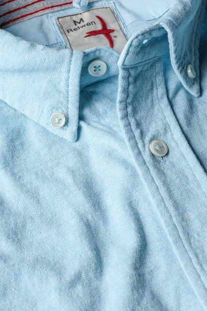 Fineline Knit Buttondown - Light Blue/White - DUNE + SALT