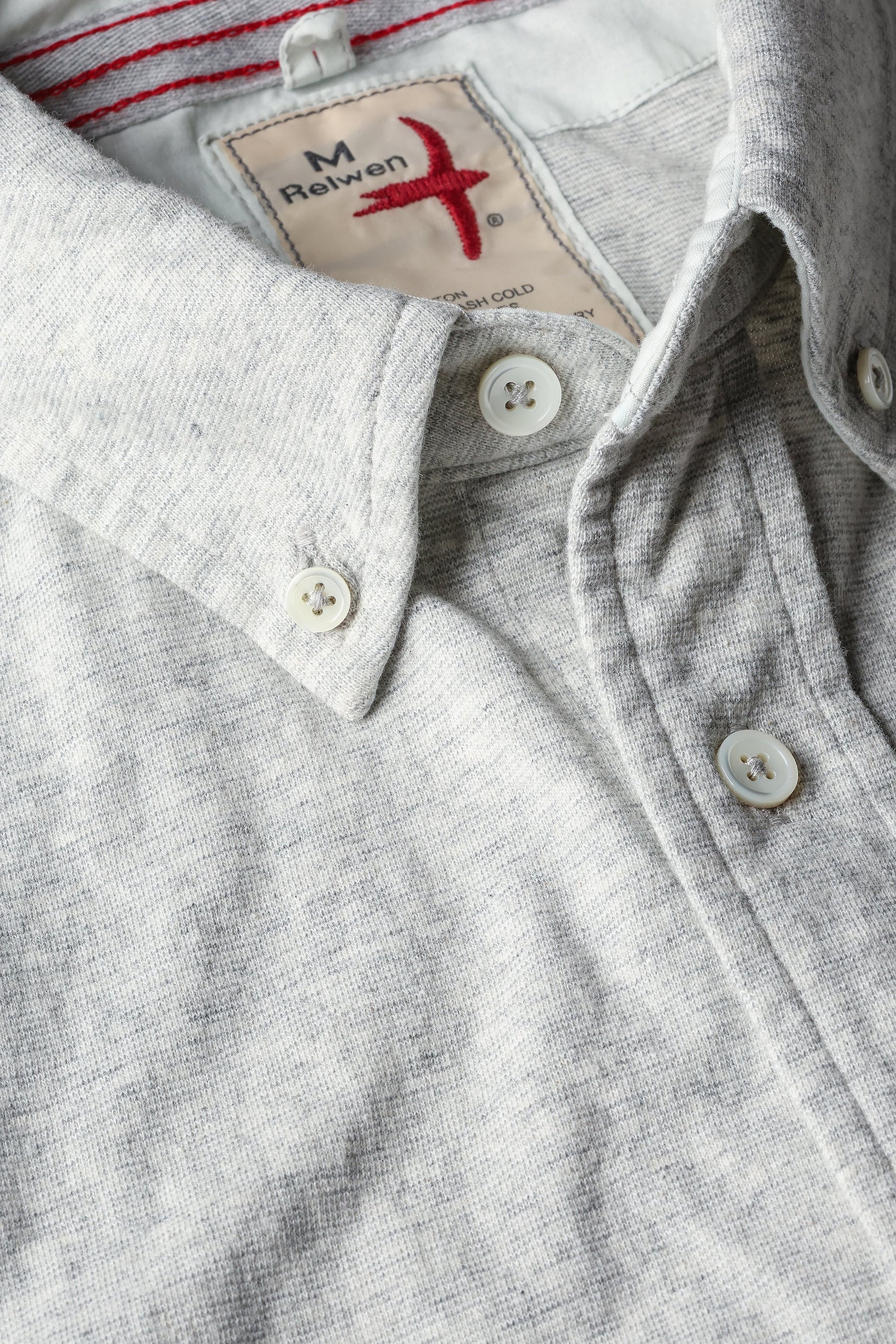 Fineline Knit Buttondown - Stone/Grey - DUNE + SALT