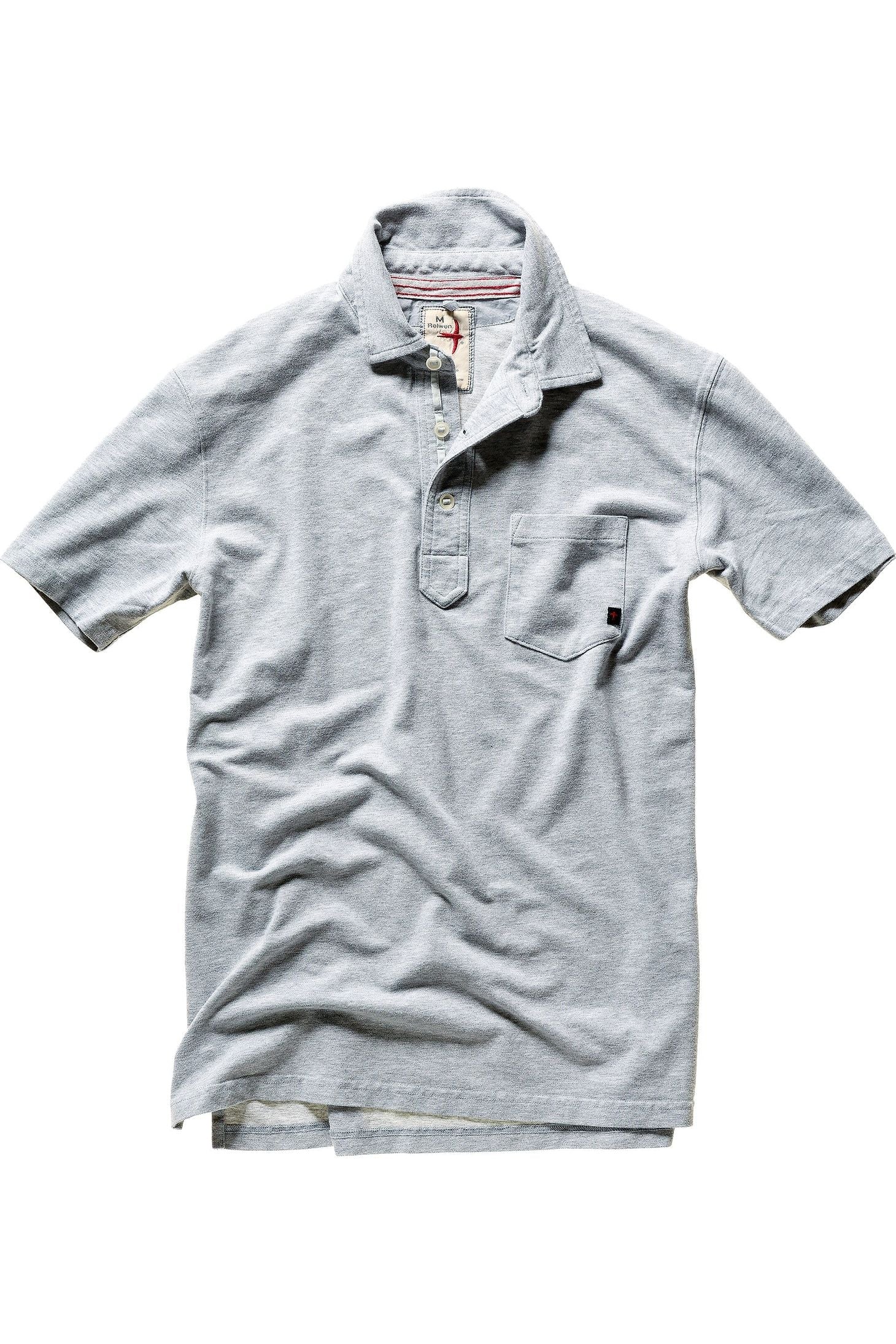 Pique Slot Polo - Light Grey Heather - DUNE + SALT