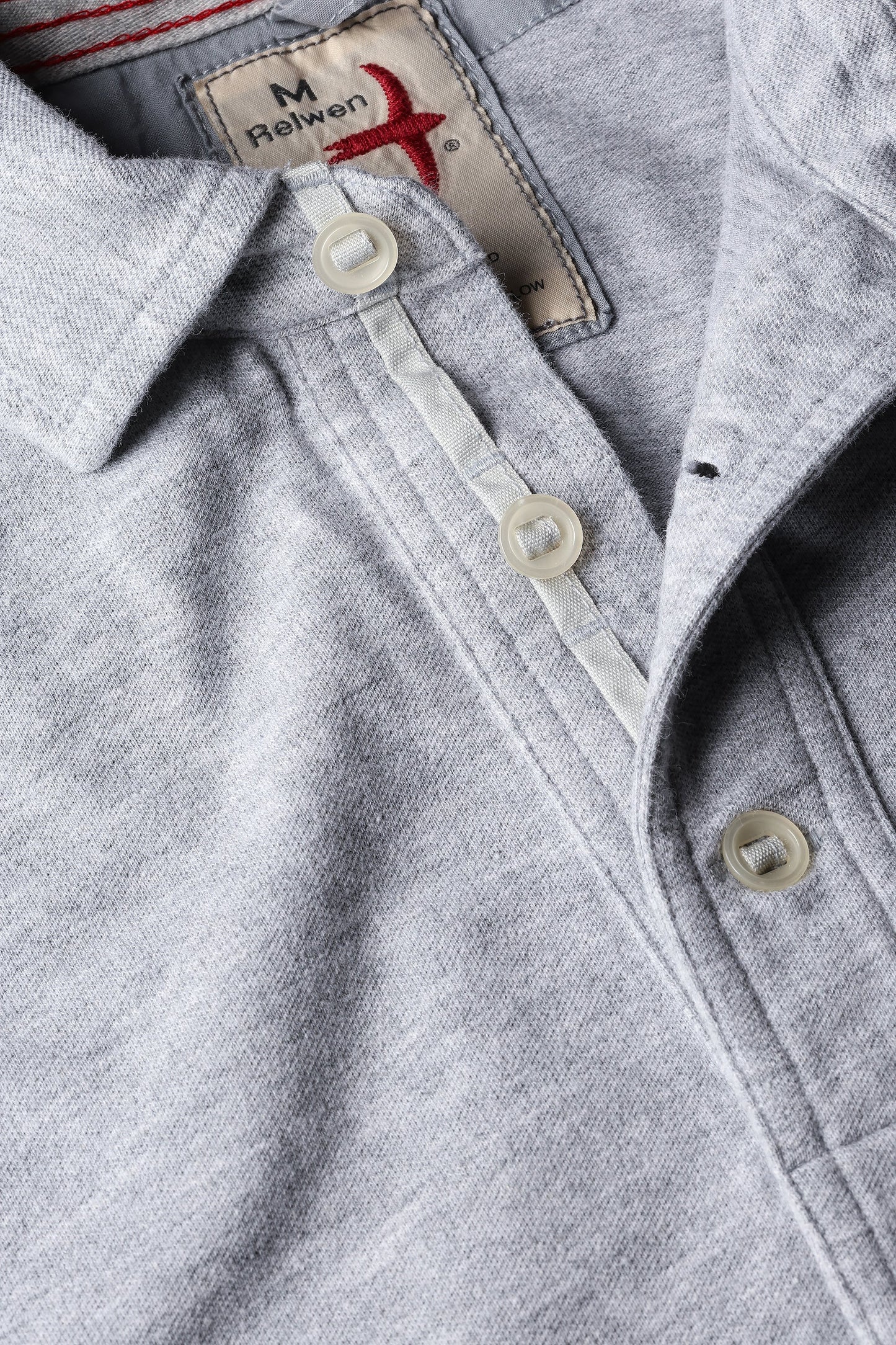 Pique Slot Polo - Light Grey Heather - DUNE + SALT