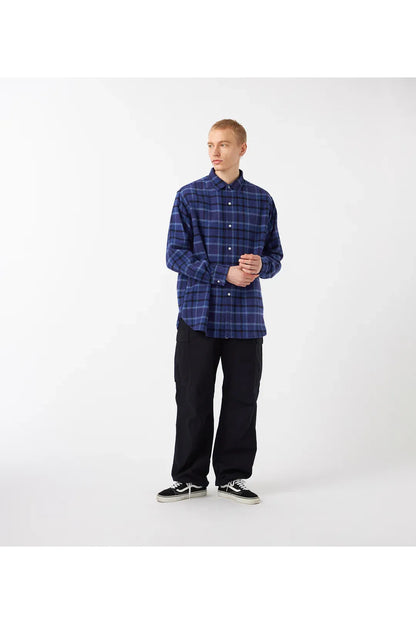 Heavy Flannel Shirt - Beige/Gray Plaid