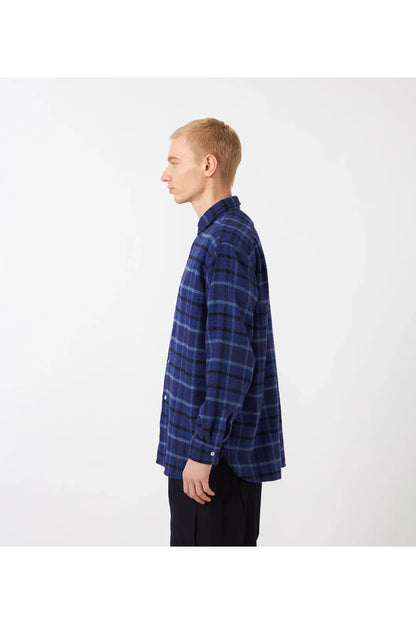 Heavy Flannel Shirt - Beige/Gray Plaid