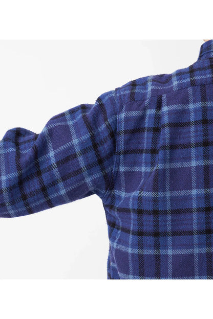 Heavy Flannel Shirt - Beige/Gray Plaid