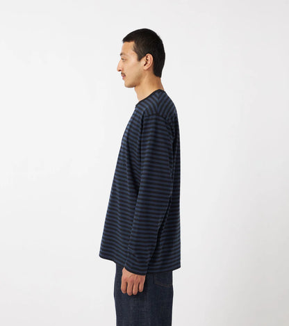 COOLMAX Stripe Jersey L/S Tee - Navy/White